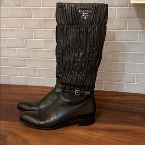 Black Prada leather riding boots. Size 40.